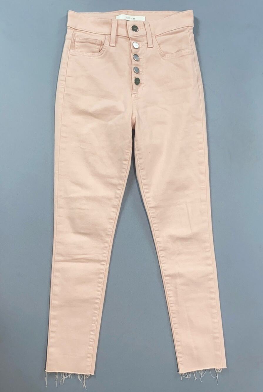 Joe's The Charlie High Rise Skinny Ankle Fray Jeans in Petal. Button Fly, 24.